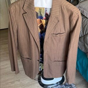 Volcom Brown Striped Blazer w/ graphic liner